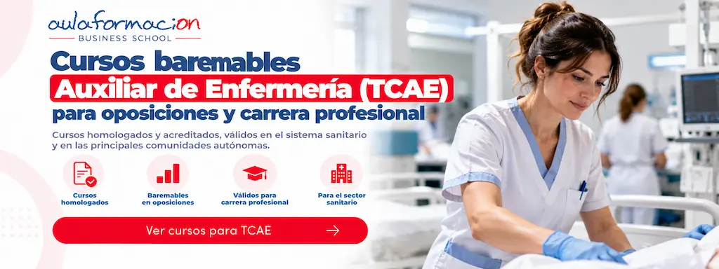 Cursos baremables TCAE 2026: puntos por formación | Aulaformación