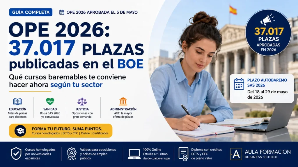 OPE 2026: 37.017 plazas, cursos baremables recomendados por sector