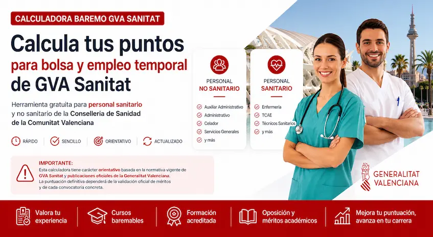 Calculadora baremo GVA Sanitat para personal sanitario y no sanitario
