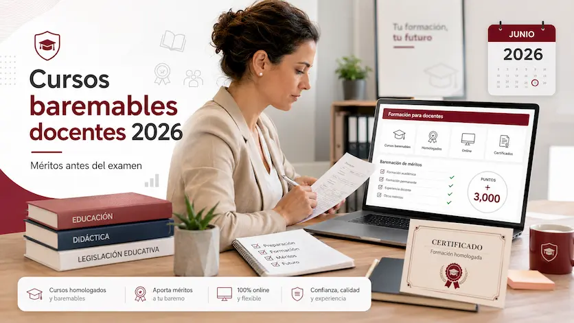 Cursos baremables docentes junio 2026 | Méritos antes del examen