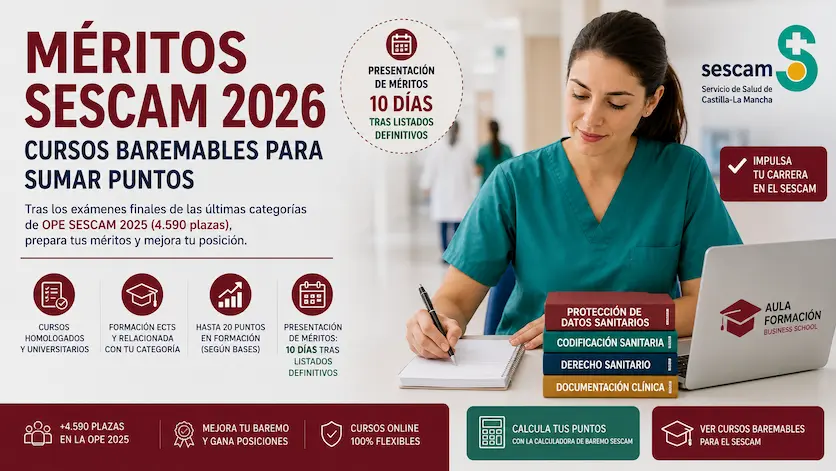 Méritos SESCAM 2026: cursos baremables y cómo calcular tus puntos