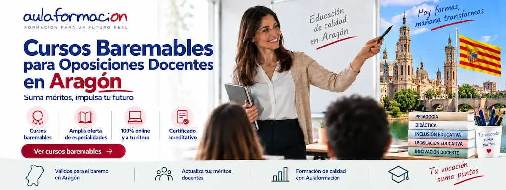Cursos baremables docentes en Aragón