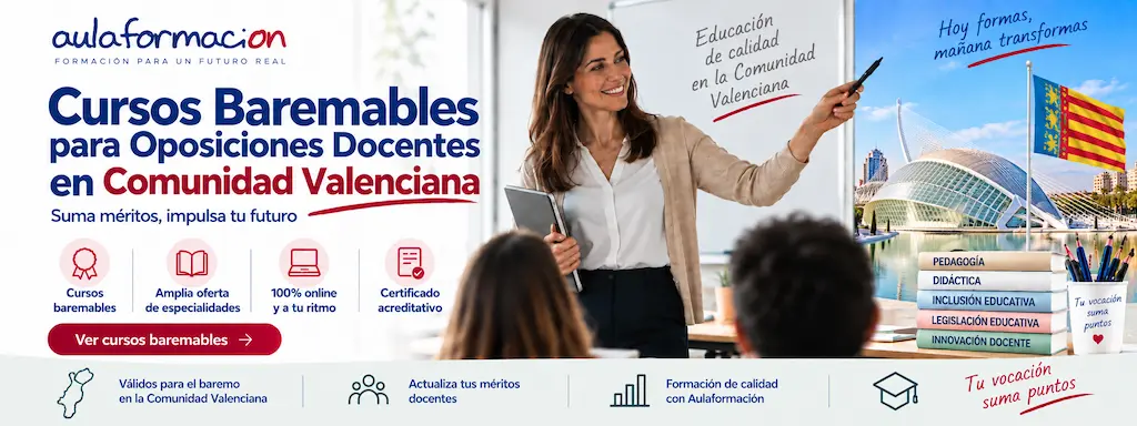 Cursos Baremables Docentes Comunidad Valenciana 2026 | Puntos oposición
