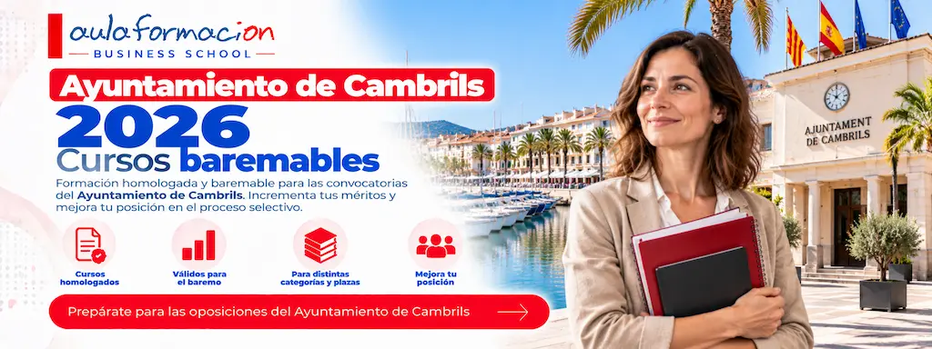 Cursos baremables para TAG del Ayuntamiento de Cambrils 2026