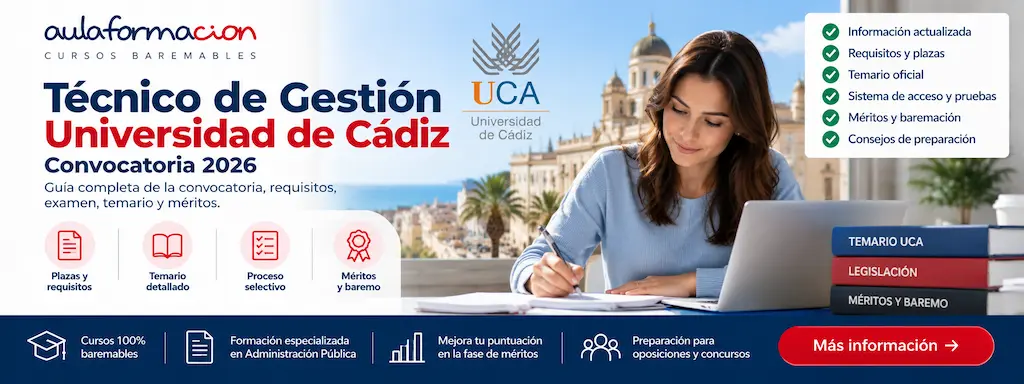 Técnico de gestión Universidad de Cádiz: cursos y baremo