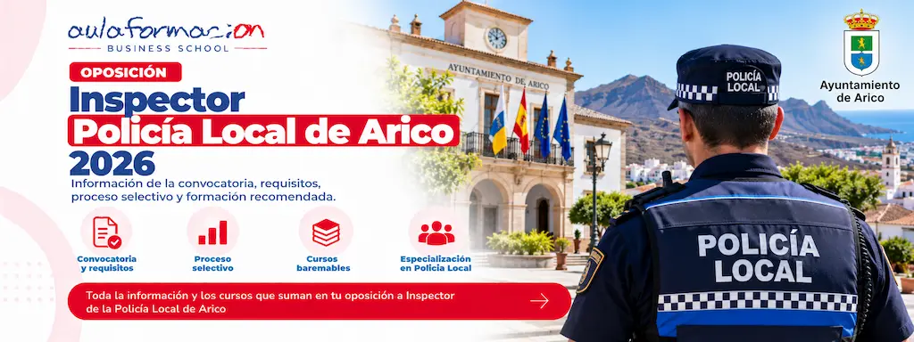 Inspector policía local Arico 2026: cursos hasta 2 puntos