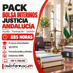 Pack de 8 cursos universitarios para la bolsa de Justicia de Andalucía: 885 horas y 35,4 ECTS