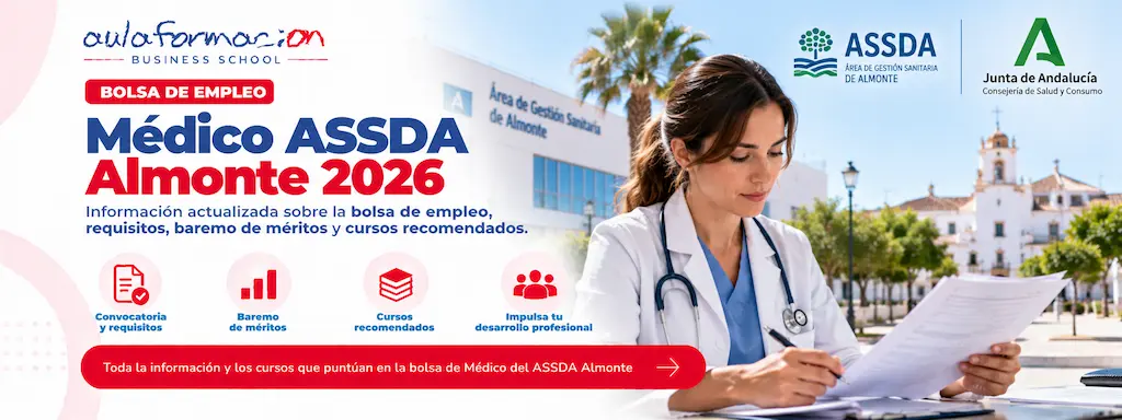 Médico ASSDA Almonte 2026: bolsa de 50 y baremo de cursos