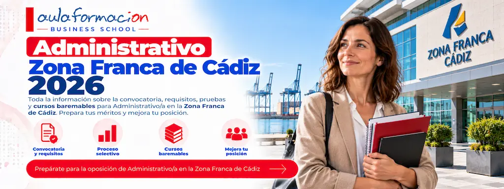 Cursos baremables para administrativo de obra de la Zona Franca de Cádiz 2026